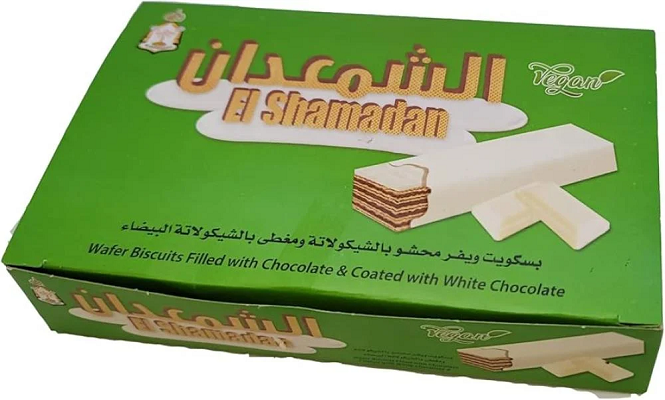 الشمعدان ويفر محشو شيكولاته بيضاء 10ج علبه *6