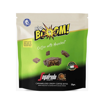 سيجافريدو قطع الكريسب راس بالقهوه مع قطع البندق ومغطاه بالكاكاو 25جم