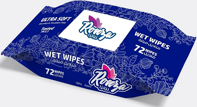 رونزا مناديل مبللة 3*1 ازرق 72 منديل