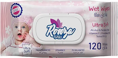 رونزا مناديل مبلله اطفال بنت غطاء 120 قطعه