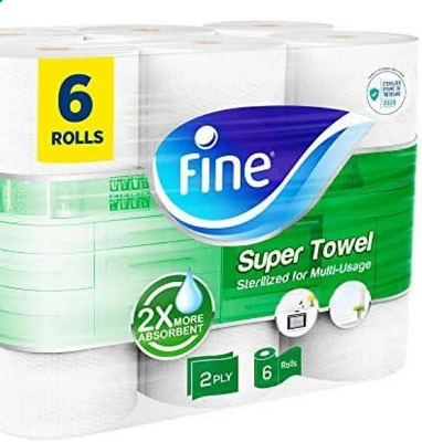 فاين مناديل مطبخ 6 رول 2 طبقه