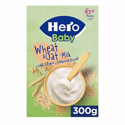 هيرو بيبي غذاء اطفال قمح وشوفان مع حليب 300 جم
